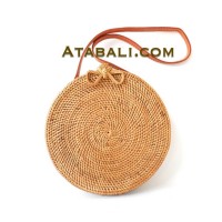 Ata round handwoven bag with ribbon clip